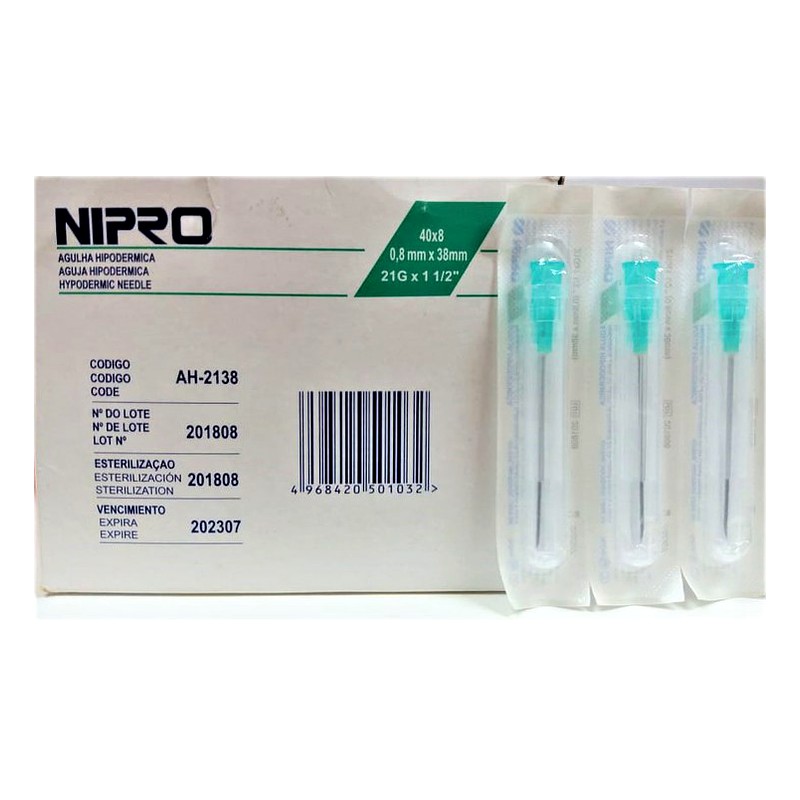 AGUJA HIPODERMICA DESCARTABLE 21G x 1½"