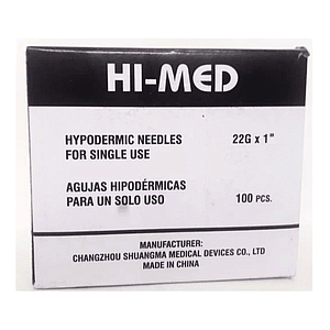 AGUJA HIPODERMICA DESCARTABLE 22G x 1"