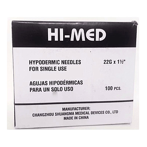 AGUJA HIPODERMICA DESCARTABLE 22G x 1½"