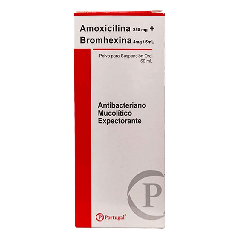 AMOXICILINA + BROMHEXINA 250mg+4mg/5mL JARABE x 60mL