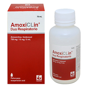 AMOXICLIN DUO RESPIRATORIO 750mg-15mg/5mL JARABE x 70mL