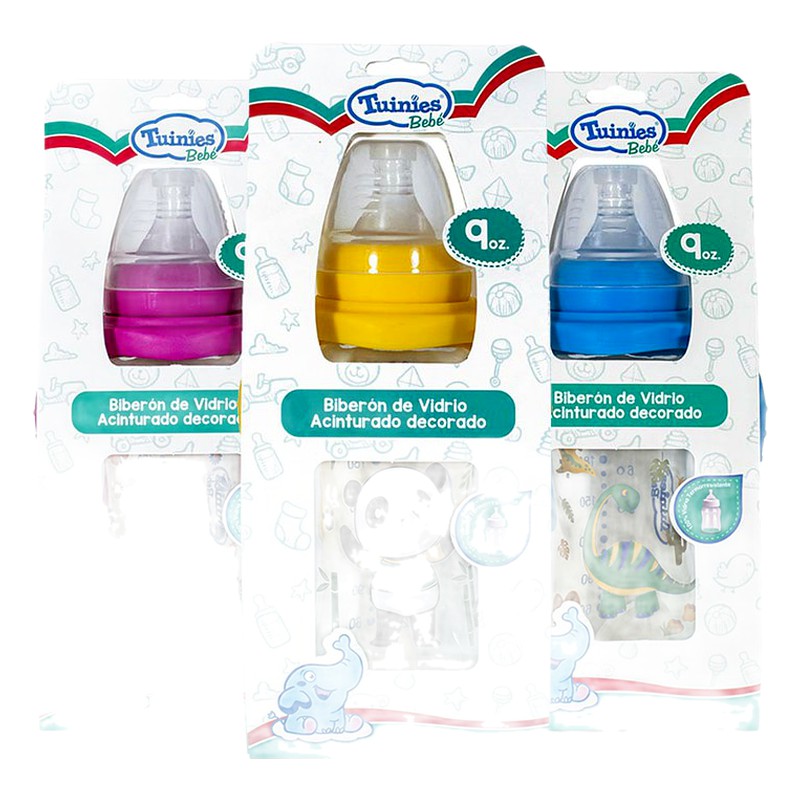 BIBERON DE VIDRIO TUINIES ACINTURADO DECORADO - Frasco 9 OZ