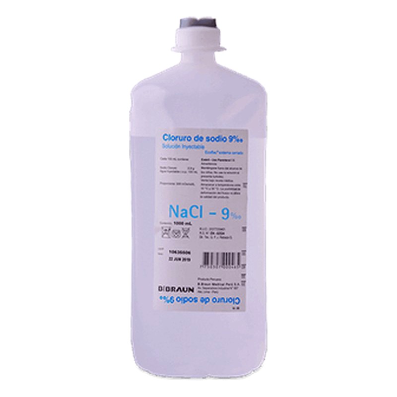 CLORURO DE SODIO 9% Solución Fisiológica, Intravenosa x 1000ml