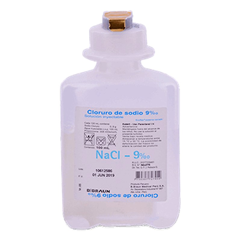 CLORURO DE SODIO 9% Solución Fisiológica, Intravenosa x 100ml