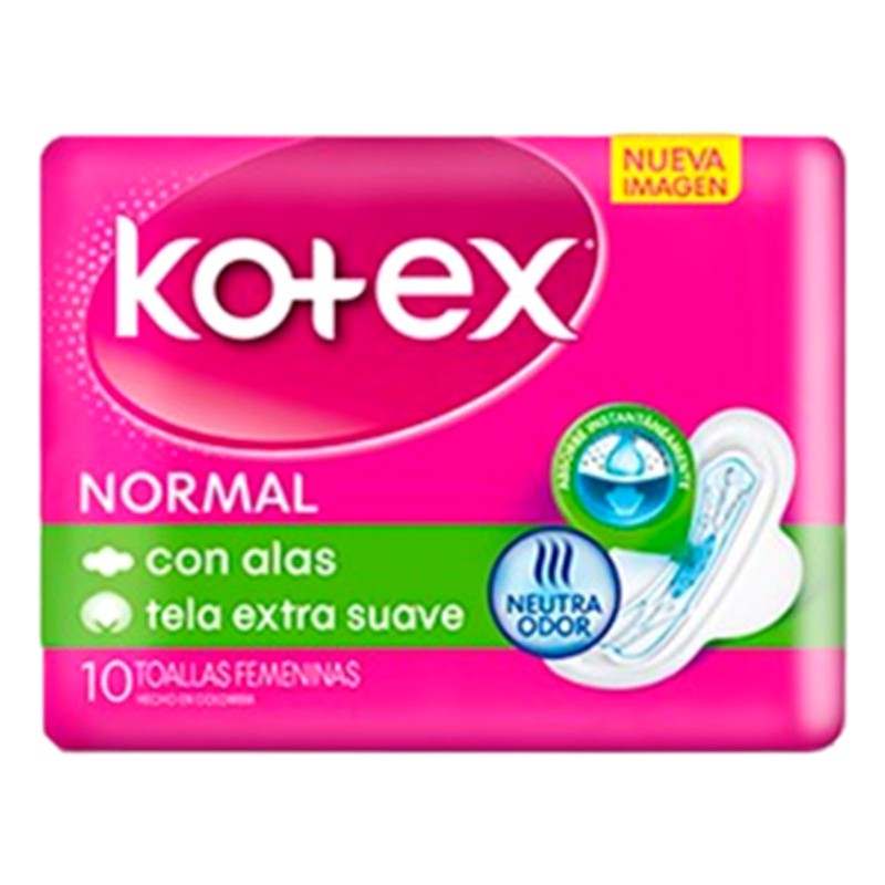 KOTEX NORMAL (Con Alas Tela Extra Suave) x10 Und.