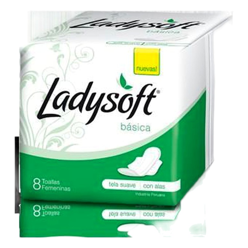 LADYSOFT BÁSICA (Tela Suave con Alas) x8 Und.