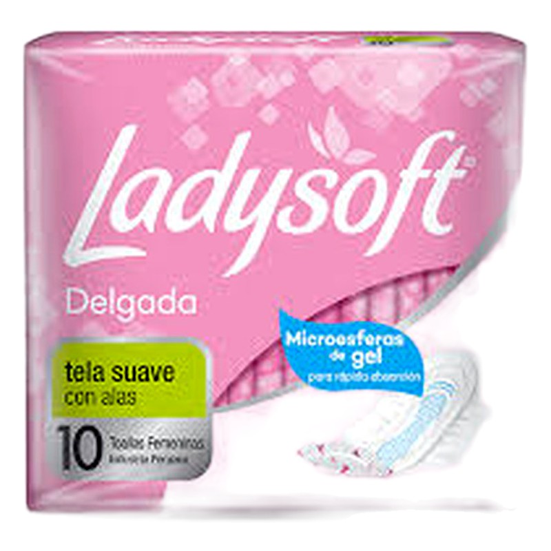 LADYSOFT DELGADA (Tela Suave con Alas) x10 Und.