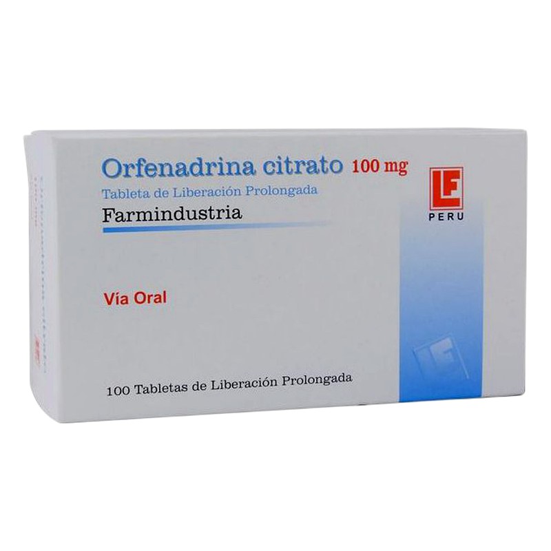 ORFENADRINA CITRATO 100mg TABLETA