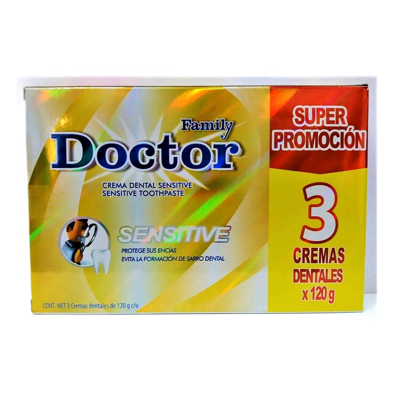 FAMILY DOCTOR (Sensitive) SUPER PROMOCIÓN 3 Cremas Dentales x120g