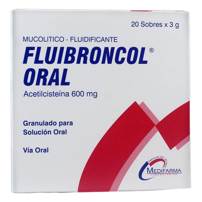 FLUIBRONCOL ORAL 600MG SOBRE CAJA X 20 SOBRES