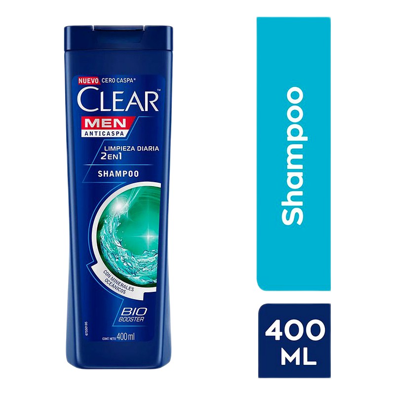 CLEAR MEN (Shampoo Limpieza Diaria 2en1) Frasco x400ml