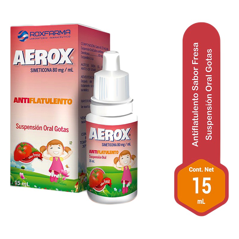 AEROX GOTAS FRESA (SIMETICONA 80MG) X 15 ML.