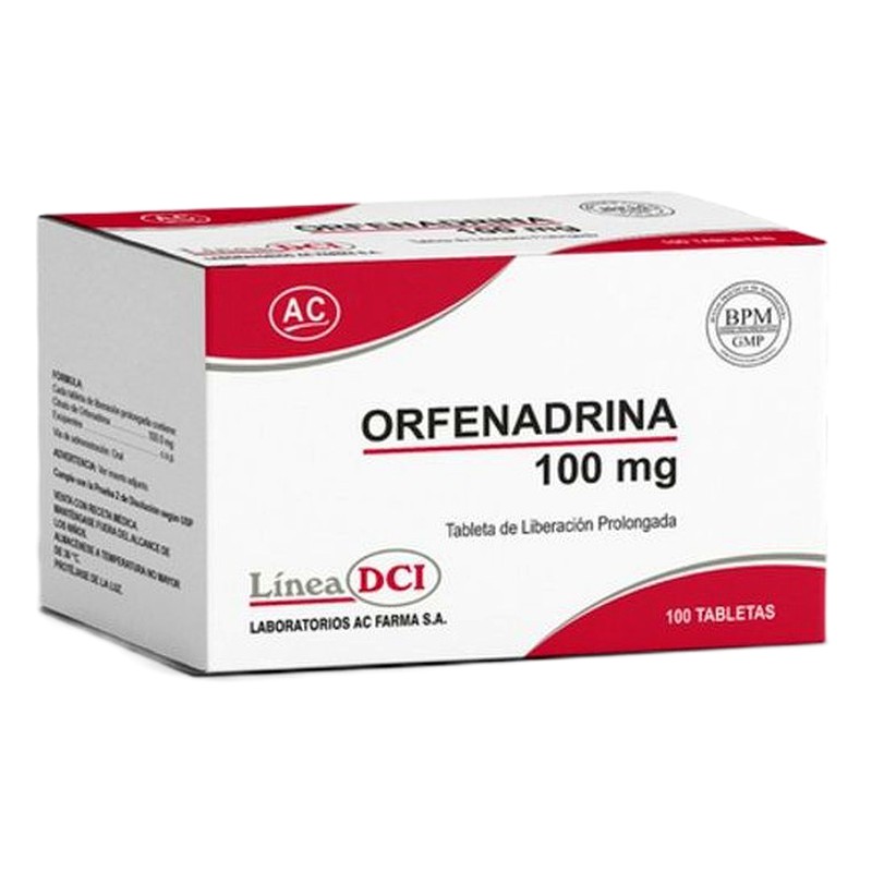 ORFENADRINA CITRATO 100mg TABLETA
